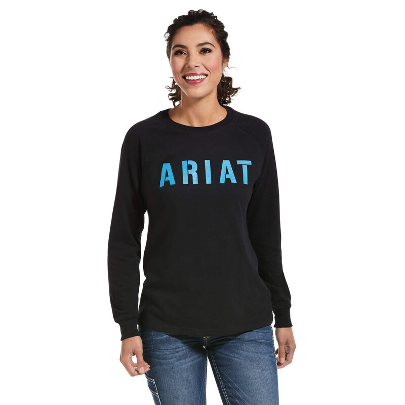Ariat T-Shirts Damen - Rebar Cottonstrong Block Schwarz ( MDWTG-4092 )
